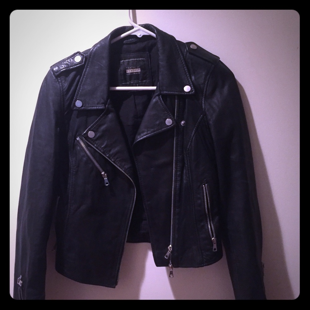 Women’s black leather jacket from Kerin’s closet